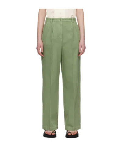Apc Tressie Pleated Detail Casual Pants In Green