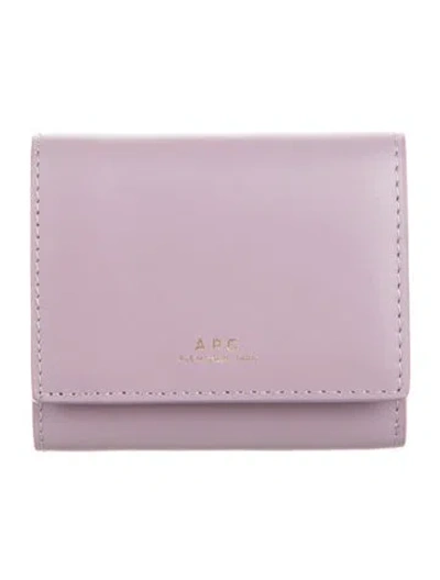 Pre-owned Apc Trifold Compact Wallet Leather Compact Wallet In Purple