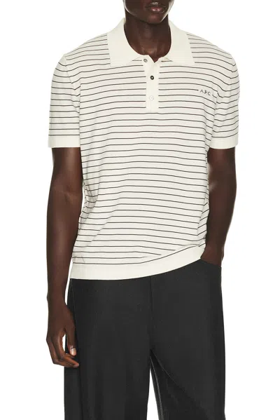 A.p.c. Cotton Stripe Tristan Polo Shirt In Neutral