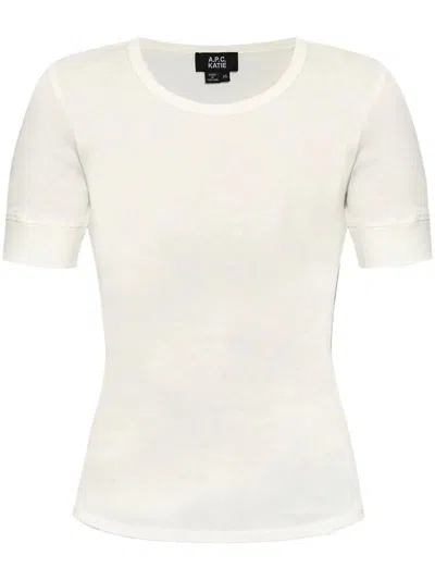 Apc A.p.c. Crewneck Short In Aab Blanc