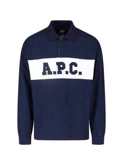 A.p.c. Blue Cotton Long-sleeve Logo T-shirt In Multi