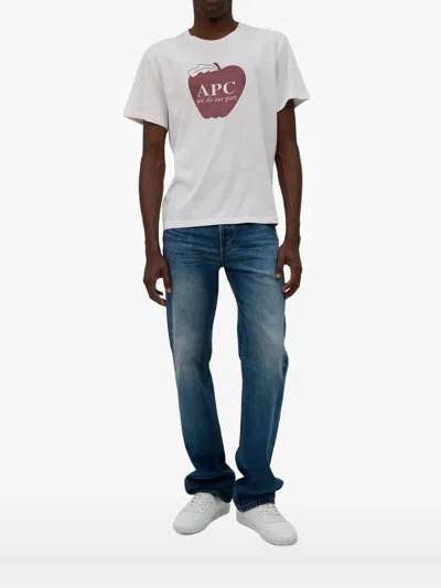 Apc A.p.c. Tshirt Manches Courtes Pomme Gots In Blue