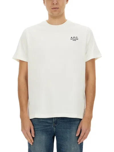 Apc A. P.c. Logo-embroidered Cotton T-shirt In White