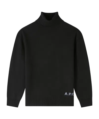 Apc A.p.c. Merino Wool Sweater With High Neck And Luxurious Finish In Black