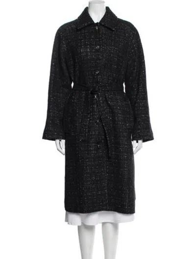 Pre-owned A.p.c. Tweed Pattern Coat In Black