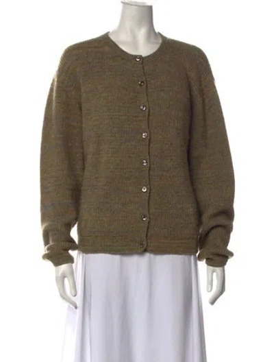 Pre-owned A.p.c. Tweed Pattern Crew Neck Sweater In Green