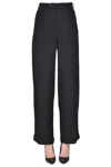 Apc Tweed Wide Leg Trousers In Black