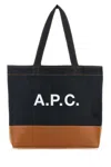 Apc Two-tone Denim And Leather Axel Shopping Bag In Caramel