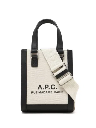 A.p.c. Two-tone Canvas And Leather Camille 2.0 Mini Handbag In White