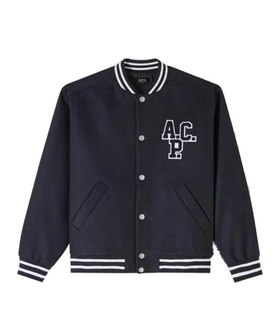 Apc Unisex Dark Navy Varsity Jacket In Blue