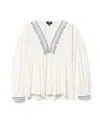 Apc V-neck Blouse With Buttoned-cuff Sleeves In White