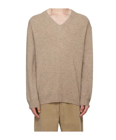 Apc V-neck Knitted Sweater In Nude