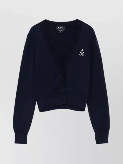 APC V-NECK LONG SLEEVE KNIT CARDIGAN LOGO