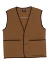 Apc V-neck Quilted-pattern Gilet In Brown