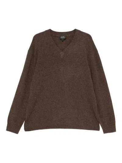 Apc V-neck Sweater In Brown