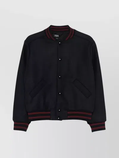 Apc Varsity Style Jacket Striped Trim In Black