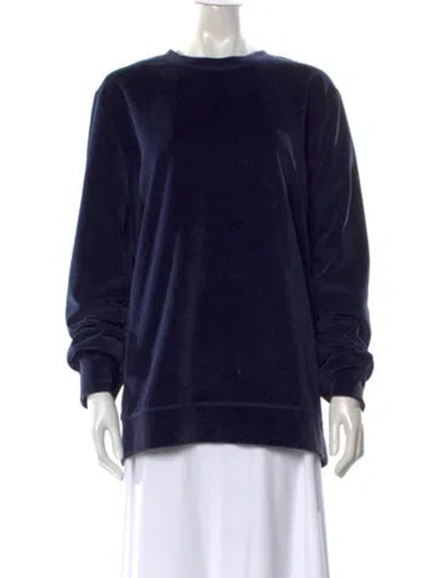 Pre-owned A.p.c. Velvet Crew Neck Sweatshirt In Blue