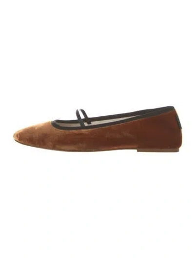 Pre-owned Apc Velvet Grosgrain Trim Mary Jane Flats In Brown
