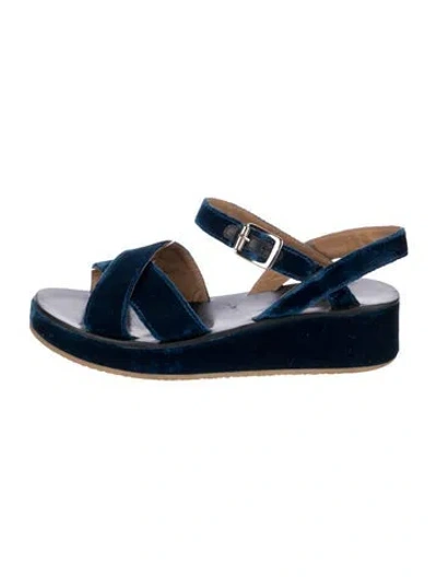 Pre-owned A.p.c. Velvet Slingback Sandals In Blue