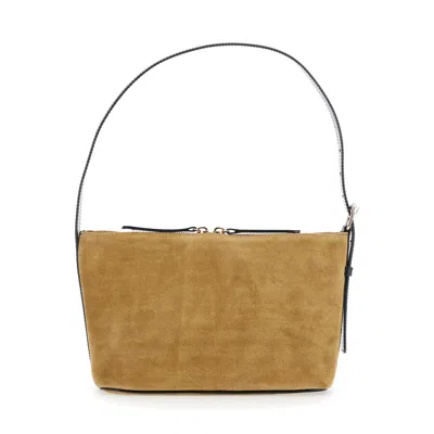 Apc A.p.c. Vera Beige Shoulder Bag With Top Handle And Zip Closure In Suede In Black