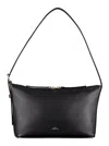 Apc A.p.c. 'vera' Black Shoulder Bag With Embossed Logo Lettering On The Front And Adjustable Shoulder S