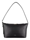 Apc 'vera' Black Shoulder Bag With Embossed Logo Lettering On The Front And Adjustable Shoulder Strap In