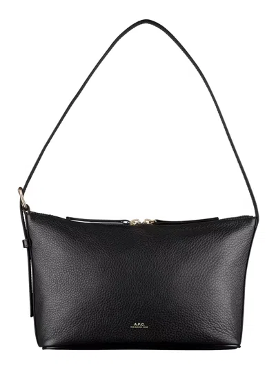 Apc Vera Black Shoulder Bag With Embossed Logo Lettering On The Front And Adjustable Shoulder Strap In G In Lzz - Black