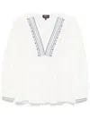 Apc A.p.c. V-neck Blouse With Buttoned-cuff Sleeves In White