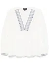 Apc A.p.c. V-neck Blouse With Buttoned-cuff Sleeves In White