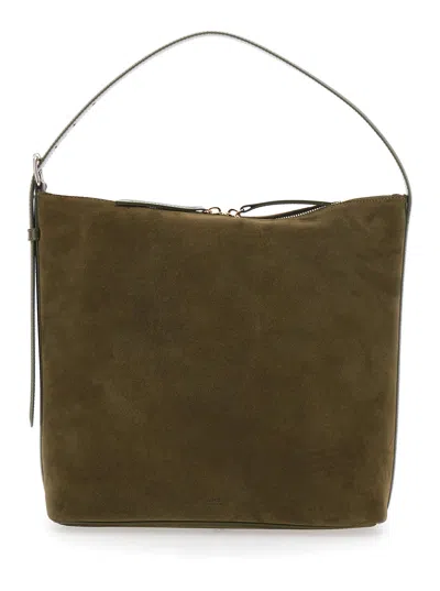 Apc Vera Brown Shoulder Bag With Top Handle And Zip Closure In Suede Woman