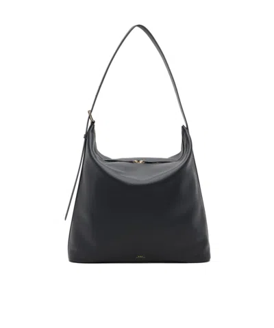 A.p.c. Vera Extra Large Double Zipper Shoulder Bag In Black