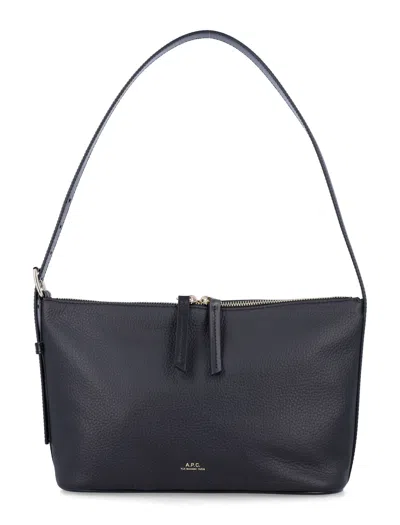 Apc A.p.c. Vera Grained Leather Shoulder Bag In Blue