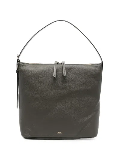 A.p.c. Vera Grained Leather Shoulder Bag In Blue