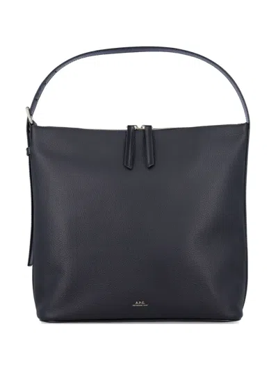 A.p.c. A. P.c. Vera Smooth Leather Shoulder Bag With Double Zip In Black