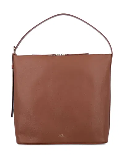 Apc Vera Leather Shoulder Bag In Brown