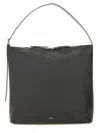 Apc A.p.c. Black Leather Maxi Vera Shopping Bag In Gray