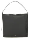 Apc A.p.c. Black Leather Maxi Vera Shopping Bag In Gray