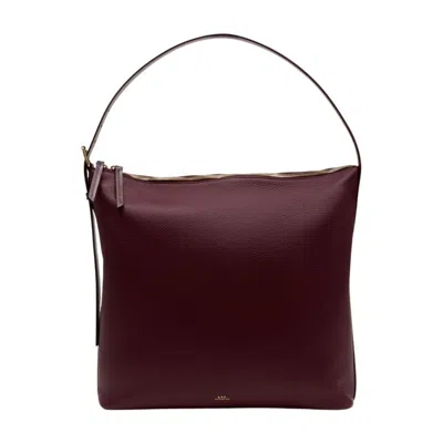 A.p.c. Large Vera Leather Shoulder Bag In Burgundy