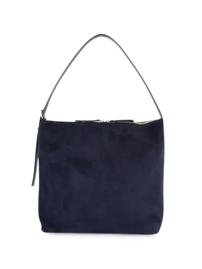 A.p.c. Vera Maxi Suede Shoulder Bag In Blue