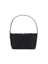 Apc Rectangular Black Leather Shoulder Bag In Black