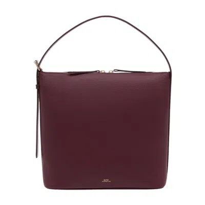 A.p.c. Vera Grained Leather Shoulder Bag In Burgundy