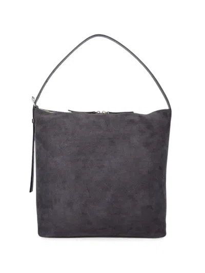 A.p.c. A. P.c. Large Vera Suede Shoulder Bag With Adjustable Handle And Zip Closure In Gray