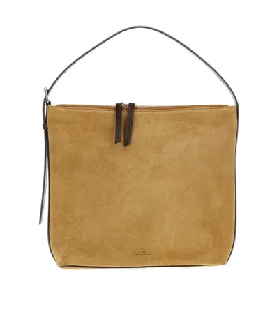 A.p.c. Vera Suede Shoulder Bag In Brown