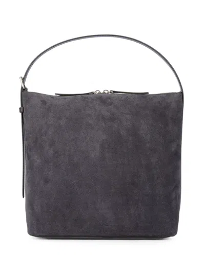 A.p.c. A. P.c. Vera Suede Shoulder Bag With Zip Closure And Adjustable Handle In Gray