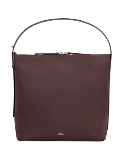 Apc Vera Zip-top Leather Shoulder Bag In Brown