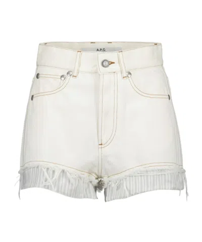 A.p.c. Versailles Layered Denim Shorts In White
