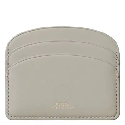 Apc A.p.c Vert Taupe Demi-lune Leather Cardholder In Brown