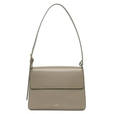 Apc A.p.c. Vert Taupe Leather Virginie Flap Bag In Brown