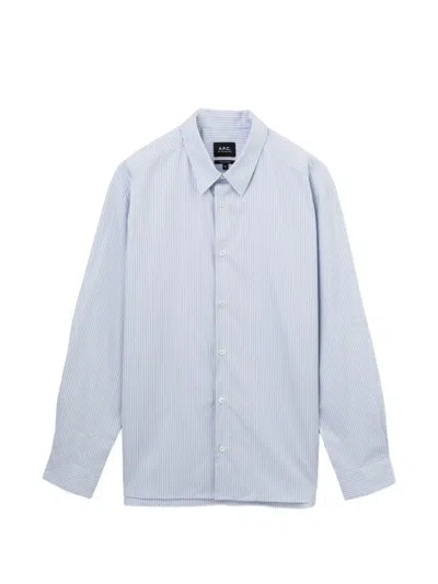 A.p.c. Vertical-stripe Long-sleeve Shirt In Blue