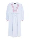 Apc A.p.c. Anni Embroidered Cotton Midi Dress In Blue